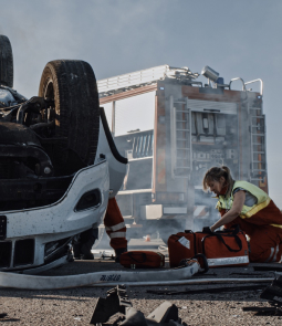 A Car On Its Roof After A Crash