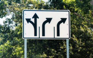 A photo of a lane indication poll.